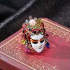 Estilo Chinês Peking Opera Facial Makeup Anéis Feminino Estilos Etnicos Índice Anel de Dedo para Mulheres Máscara de Operas Jóias Presente De Artesanato