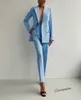 Seksowne kobiety garnitur niestandardowy moda elegancka szczytowa lapel blezer 2 sztuki (kurtka + spodnie) Smart Casual Daily Wear 211006