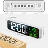 Cyfrowy Głośny Alarm Muzyczny LED Zegar ścienny Wall Decoration Sypialnia Dekulator Stołu Lustro z termometrem temperatury, kalendarz 210804