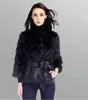 Women's Fur & Faux European And American Style Jacket Korean Stitching Lace-up Coat 8208