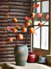 装飾的な花の花輪シミュレートされた果物枝のpersimmon人工花の飾りリビングルーム牧歌的な装飾ドライシュート小道具