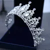 Bröllopshuvudstycken Tiara Crystal Bridal Tiara Crown Silver Color Diadem Veil Accessories Head Jewelry7461617