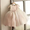 Robe de fille de fleur bébé filles dentelle rose sans manches anniversaire robe de baptême fête es mariage princesse E7 210610