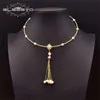 GLSEEVO Natural Freshwater Pink Baroque Pearl Necklace on Neck Woman Handmade Tassel Pendant Style Vintage Jewelry GN0274 210929