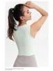 Yoga sin mangas acanalado Fitness Wear Tanks camiseta chaleco camisa mujer deporte lululemens estiramiento apretado ropa interior exterior Outdoor Clothes267G