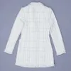 Mujeres pasarela moda sexy manga larga doble botonadura invierno celebridad blanco blazer abrigo diseñador prendas de vestir chaqueta 210527