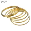 New Fashion Roman Style Stainless Steel Bangle Gold Color Lover Charm Bracelet for Women Brand Gold Wide Cuff Bangle 7pcs/set Q0719