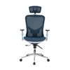 Amerikaanse voorraad Commerciële meubels Techni Mobili High Back Executive Mesh Bureaustoel met armen, hoofdsteun en lumbale ondersteuning, blauwe A12