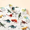 Verão bebê menino dinossauro impresso camisas diárias tops casual multi-cor 210528