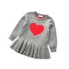 Meisje jurken herfst kids baby meisjes gebreide truien chidlern's jurk liefde hart print lange mouwen O-hals prinses knitwear outfits