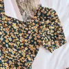 Korobov Nuove donne di arrivo vestono coreano elegante manica a sbuffo stampa abiti femminili estate chic dolce vintage abiti femme 210430