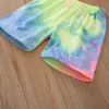 2021 verão crianças conjunto de roupas moda tintura tintura impresso shorts outfits 2 pçs / set bebê terno 3 cores