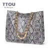 Torby na zakupy Moda Kobiety Luksusowe Snakeskin Torba Na Ramię Jakość PU Skórzane Torebki Office Lady Duża Pojemność Laptop Holder Crossbody 220310