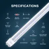 Lâmpadas de tubo de dois pinos G13 de 4 pés 5000K 6000K, substituição de luz fluorescente, tubos de luzes de lâmpada T8 T10 T12, luz de loja LED de desvio de reator de extremidade dupla de 48 polegadas, tampa transparente, não regulável