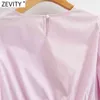 Women Fashion O Neck Pink Color Elastic Waist Shirt Lady Pleat Lantern Sleeve Chic Roupas Blouse Femininas Crop Tops LS9186 210416