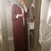 Odzież Etniczna Islamska Dla Kobiet Abaya Kaftan Sukienka Muzułmańska Moda Z Długim Rękawem Cardigan Solid Arab Dubai Tureckie sukienki islamskie