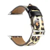 Leopardtryck läderrem för Apple Watch Series 6 5 4 SE Band Sport Armband Ersättningsarmband Iwatch 38mm 42mm 22mm 40mm 44mm Watchband Dropshipping
