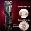 Meselo Automático Aquecido Telescópico Rotativo Voz Máquina de Sexo Vagina Bichano Vibrador Brinquedos Sexuais Masculinos Elétricos Masturbadores Q0419