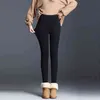 Spodnie zimowe chrząk dla kobiet Grube aksamitne ciepłe spodnie Skinny Solid Legginsy 211216