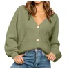 Frauen Pullover Pullover Mode Winter V-ausschnitt Langarm Casual Pullover Einfarbig Taste Gestrickte Top 2021 Jumper