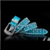 Tan Brown Colored Hollow äkta läderbälte för kvinnliga kvinnor med diamanter Zircon Fashion Luxury Designer FMC7T Belt 5B2HP