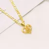 Flower Heart Pendant Italian Figaro Link Chain Necklace 18k Solid Yellow Gold GF 24" 3 mm Womens