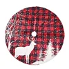 Christmas Tree Skirt Red and Black Buffalo Plaid Reindeer Snowflake Pattern Xmas Decoration Family Room Decor PHJK2111