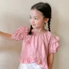 Летняя детская рубашка с воткой (короткий спереди и длинные) девочки блузка детская одежда 210702