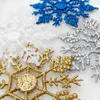 Fiocchi di neve di Natale 10 cm plastica glitter ornamenti di neve finta ciondolo albero di Natale decorazione natalizia per la casa