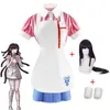 Danganronpa mikan tsumiki cosplay kostym peruker halloween karneval sjuksköterska roligt café maid klänning outfit uniform för kvinnor y0913