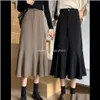 Womens Clothing Apparel Drop Delivery 2021 High Waist Fashion Mermaid Long Skirts Office Work Style Black & Khaki Size S M L Lady Spring Skir
