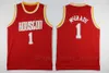 Vintage Basket Hakeem Olajuwon Jersey 34 män Retro Clyde Drexler 22 Tracy McGrady 1 Alla Stitching Red White Navy Blue Andas bra kvalitet