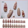24pcs Almond Fake Nails Patch 6 Styles 3D Detachable False Fingernails Press on Full Cover DIY Nail Art Tips Manicure