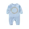 Spot goods newborn kids Rompers baby Boys and girls Fashion designer print pure cotton Long sleeve jumpsuit