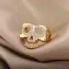 Wedding Rings Gothic Punk Ring For Men Women Retro Skeleton Skull Male Female Finger Gold Zircon Mask Party Jewelry Accessories 2021 BFF