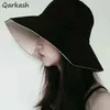 Seau Chapeaux Femmes Voyage Feminino Solide Sun-proof Ulzzang All-match Esthétique Étudiant High Street Casual Double-side Wear Design G220311