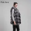 Rosa Java QC8046 Women Winter Coat Real Fox Fur Vest Natural Fur Gilet Fashion Clothing Ganuine Fox Coat Fur Jacket 210927