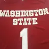 Mens Vintage Washington State Cougars Klay # 1 Thompson College Basketball Jerseys Red Home Stitched Shirts S-XXL