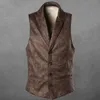 Slim Suede Fit Single Breasted Vest Mens Brand Fashion Gothic Steampunk Victorian Style Waistcoat Men Casual 210923