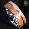 Bague de mariage en tungstène pour hommes, 8mm, avec baril de whisky, bande brossée en bois, 75190752417541