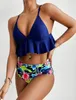 2021 Women two piece bikini set pink print high waist swimwear women039s beachwear swimsuit swim suits4498515