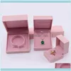 Présentoir à bijoux Pochettes à bijoux Sacs en cuir de luxe léger Boîte rose Anneau de remplissage à angle droit Emballage cadeau Drop Delivery 202