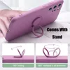 Car Ring Holder Liquid Silicone Cases For Samsung Galaxy S21 S20 Plus A32 A52 A72 5G A51 A71 Note20 Ultra A50 Lanyard Strap Cover