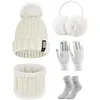 Dames Winter Gebreide Hoed en Sjaal Set Handschoenen Sokken Oorbeschermers Warming Outdoor Mvi-ing Fietsen Caps Maskers