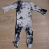 Svart Tie Dye Baby Girls Boys Bomull Ribbad Ropmers Toddler Kläder Soft Footies Bodysuit Drop Printing Ropa Bebe 210724