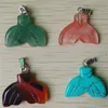 Carved Fish whale tail Assorted Natural stone charms Crystal pendants for necklace accessories jewelry making