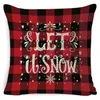 Christmas Pillow Case Plaid Linen Throw Pillow Covers Square Sofa Decorative Pillow Headrest Cushion Cover Xmas Pillowslip Home Decor DAJ83