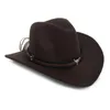 Fibonacci West Cowboy Hat Fashion Wool Wool Felt Metal Bull Head Decoration Sombrero Western Men Women Cap 220302