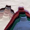 女性用セーターニットリブ付きプルオーバー2021長袖タートルネックスリムジャンパーソフトウォーム
