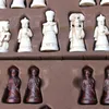 Conjunto de xadrez antigo com microcontas, figuras grandes de resina em forma de couro, peças de jogo de tabuleiro de xadrez, natal, aniversário, presentes para pais e filhos
